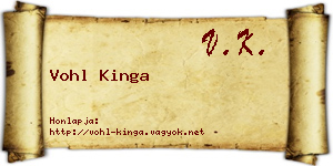 Vohl Kinga névjegykártya
